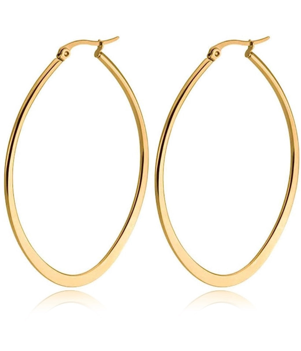 Oval hoop stainless pierced earrings