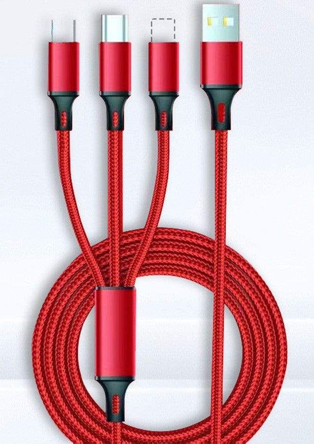 USB Charging Nylon Cable with 3 in 1 Connector　USB　充電ケーブル　３IN１
