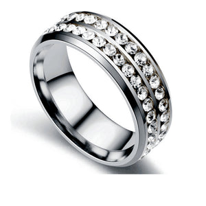 double row CZ Diamond Couple ring stainless steel  Men Women rings　男女兼用　ダブルロウ　キュービック　ジルコニア　ステンレススチール　リング
