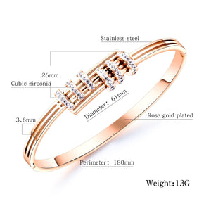 Titanium/Steel temperament diamond bracelet. Rose Gold