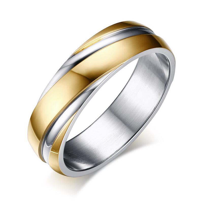 Twill Gold-plated Stainless Steal Men's Ring　金メッキ　ステンレススチール　あや織りデザイン　男性用