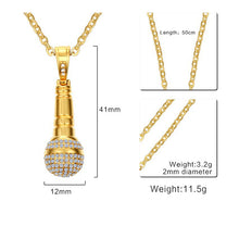 Load image into Gallery viewer, Titanium Steel and Rhinestone Microphone Pendants Jewelry
