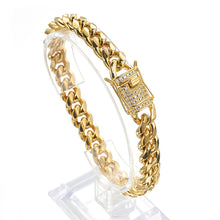 Load image into Gallery viewer, Miami Cuban Link -Hip Hop- Chain Bracelets . Stainless Steel Gold Plated with gems　ヒップホップ　チェーン　ブレスレット
