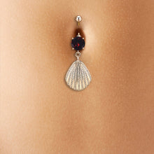 Load image into Gallery viewer, Crystal Seashell Dangle Belly Button Navel Ring

