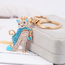 Load image into Gallery viewer, Luxury Rhinestone Key Ring, Cat on High Heel -Stainless Steel- Key Ring..
