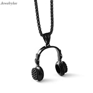 DJ Headphone Pendant & Necklace, Stainless Steel.　DJヘッドフォンモチーフのペンダント