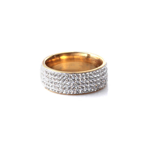 stainless steel unisex full diamond design ring gold and silver　ステンレス　スチール　男女兼用　ゴールド　シルバ‐