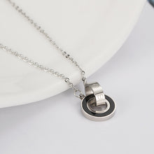 Load image into Gallery viewer, Rose gold double ring inlaid shell elegant stainless steel pendant clavicle chain
