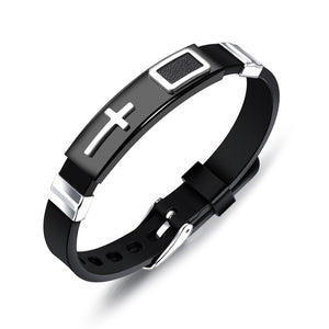 Titanium Steel Silicone Leather Wristband Belt Buckle