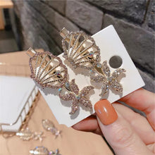 ギャラリービューアに画像を読み込み、Rhinestone Sea Shell Starfish Hair Clip　ラインストーンヘアクリップ　かいがら
