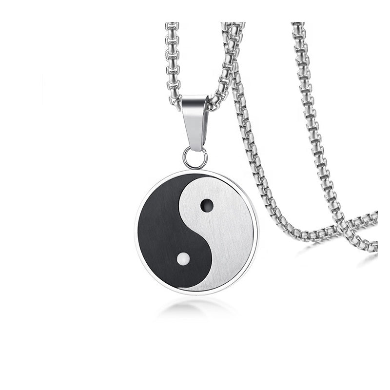 Tai Chi Bagua Yin Yang Fish Pendant, Stainless Steel, Taoist Jewelry ...