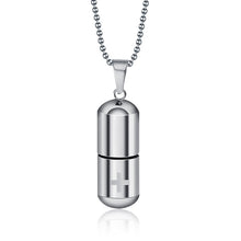 Load image into Gallery viewer, Pill perfume bottle pendant laser cross titanium steel　ピルパヒュームボトルのペンダント　
