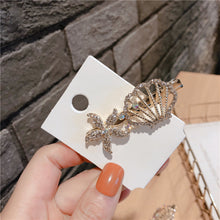 ギャラリービューアに画像を読み込み、Rhinestone Sea Shell Starfish Hair Clip　ラインストーンヘアクリップ　かいがら
