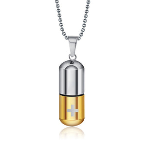 Pill perfume bottle pendant laser cross titanium steel　ピルパヒュームボトルのペンダント　