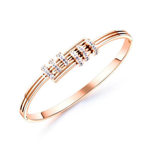 Titanium/Steel temperament diamond bracelet. Rose Gold