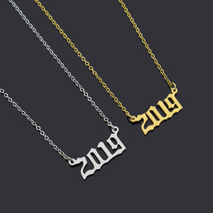 Year of Birth Pendant with Necklace (Silver color)　ネックレス　バースデーペンダント（シルバー）