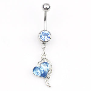 Diamond Navel Ring Heart-shaped, Navel Piercing Jewelry