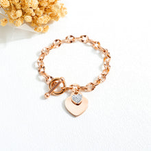 ギャラリービューアに画像を読み込み、Peach heart-shaped -buckle- diamond-plated bracelet　ピーチハート　シェイプ　ダイアモンド　ブレスレット
