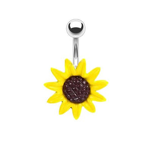 Stunning Sunflower Belly Button Ring