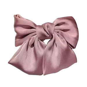 Quality Silky big bow hair clip butterfly shape　バタフライリボンクリップ　シルク