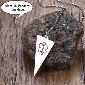 Titanium Steel Medical Alert ID Pendant & Necklace