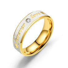 Load image into Gallery viewer, Zircon Gem Stainless Steel Forever Love Couple Rings　Forever Love 刻印　カップルリング　ジリコンゲム　ステンレス　スチール　

