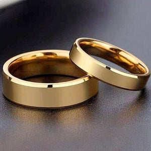 High Polished 18K Gold Plated Simple Men Women Stainless Steel Couple Rings　ステンレススチール　金メッキ　カップルリング