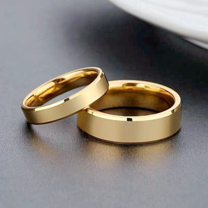 High Polished 18K Gold Plated Simple Men Women Stainless Steel Couple Rings　ステンレススチール　金メッキ　カップルリング