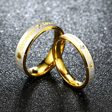 Load image into Gallery viewer, Zircon Gem Stainless Steel Forever Love Couple Rings　Forever Love 刻印　カップルリング　ジリコンゲム　ステンレス　スチール　
